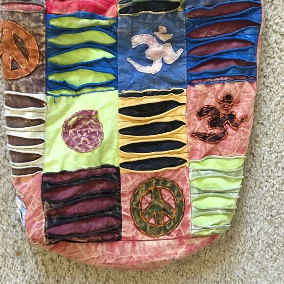 Boho Chic FESTIVAL fabric peace slouchy Handbag - Picture 2 of 4